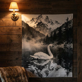 Swan Lake Mountain | Black and White Ink art 