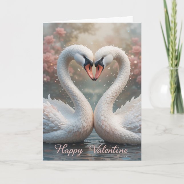 Swan Love Valentine Elegant Romantic Bird  Helgkort (Framsida)