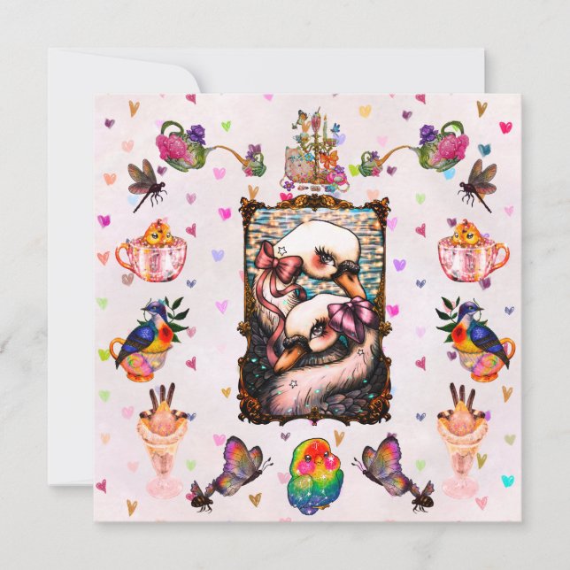 Swan Lovers Inbjudningar (Framsida)