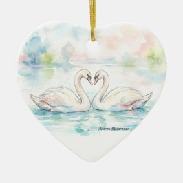 Swan Lovers - Valentine's Day Julgransprydnad Keramik