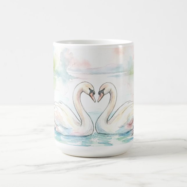 Swan Lovers - Valentine's Day Kaffemugg (Center)