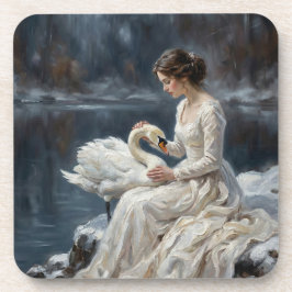 Swan Maiden Winter Lake Romance Fantasy Art Underlägg