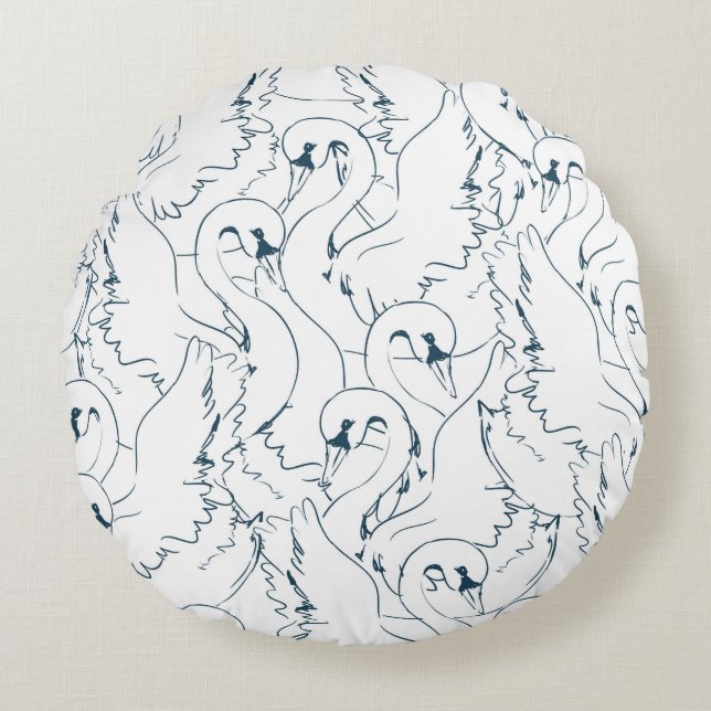 Swan Pattern Seamlessswan, pattern, abstract, back Rund Kudde (Framsidan)