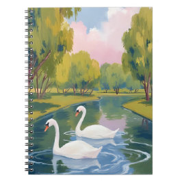 Swan Pond Boston Common Massachusetts Watercolor Anteckningsbok