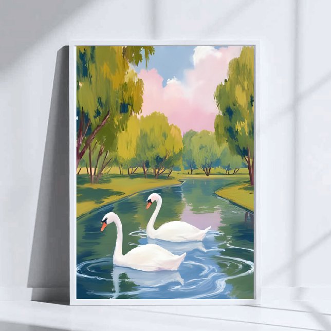 Swan Pond Boston Common Massachusetts Watercolor Poster (Skapare uppladdad)