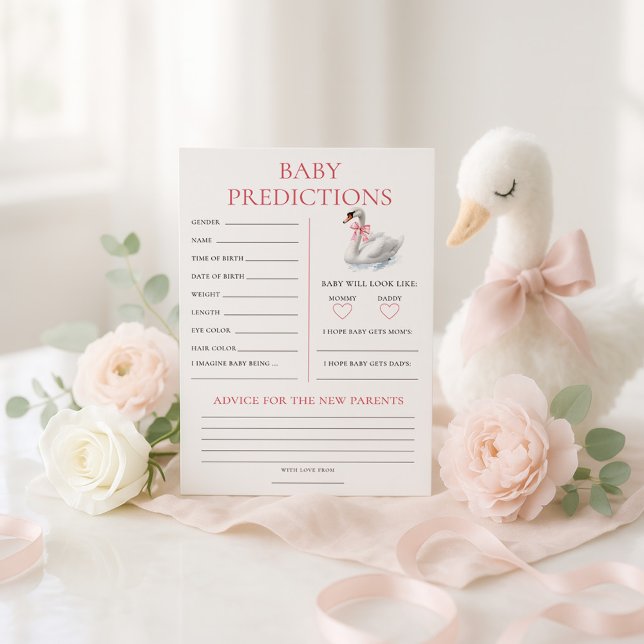 Swan Predictions Baby Shower Game Card Inbjudningar (Skapare uppladdad)
