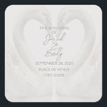 Swan Wedding Custom Text Sticker Fyrkantigt Klistermärke<br><div class="desc">Swan wedding sticker that you can customize. Custom text option on the front. Wedding sticker features two adoring swans and offers nice,  neutral colors. Use the template to create your custom swan wedding sticker.</div>