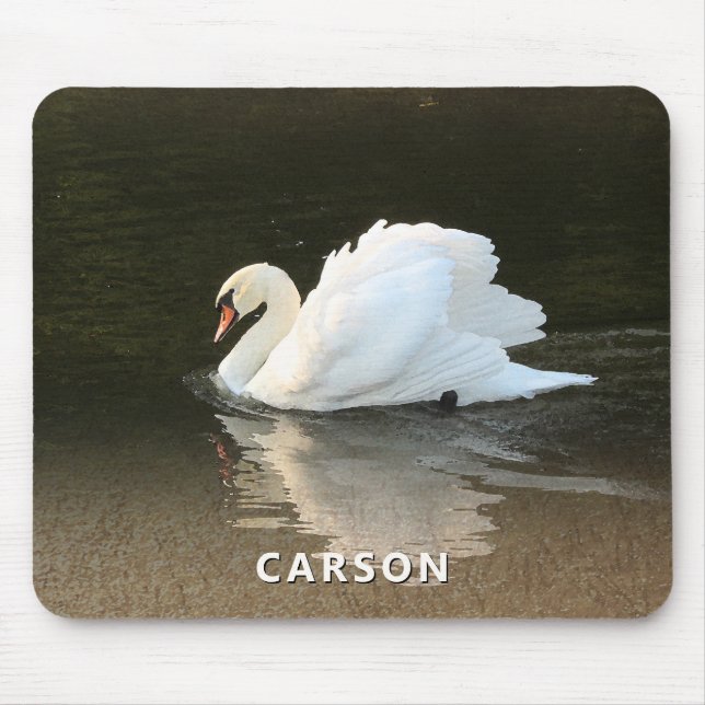 Swan with Reflection on Water Mouse Pad Musmatta (Framsidan)