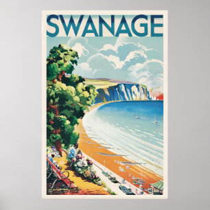 Swanage Storbritannien Vintage Resa Affisch Anpass