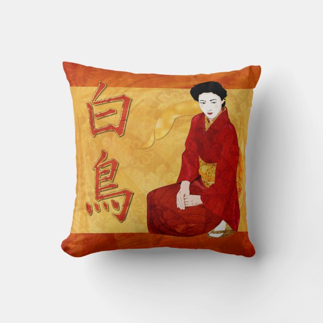 SwanGeisha Japansk folkart Kudde (Framsida)