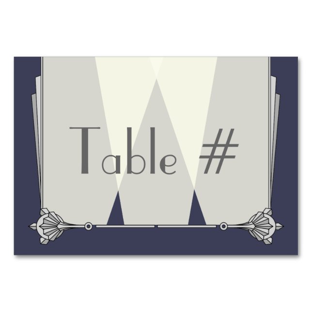 Swanky Art Deco i Blue Bord Card Bordsnummer (Framsidan)