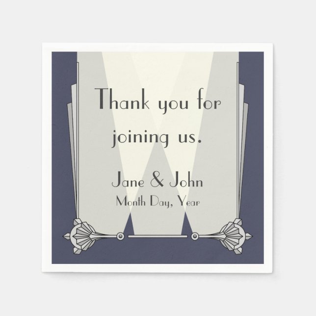 Swanky Art Deco i Blue Napkin Pappersservett (Framsidan)