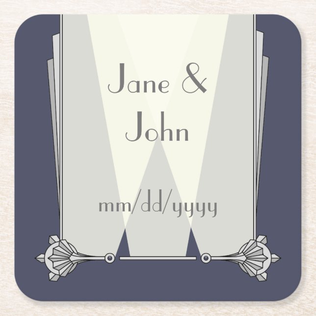 Swanky Art Deco i Blue Papper Underlägg (Framsidan)