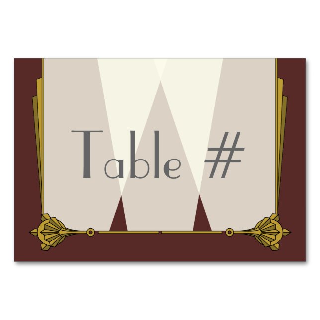 Swanky Art Deco i Red Bord Card Bordsnummer (Framsidan)