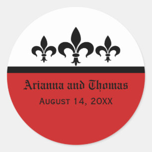 Swanky Fleur De Lis Stickers, Red Runt Klistermärke