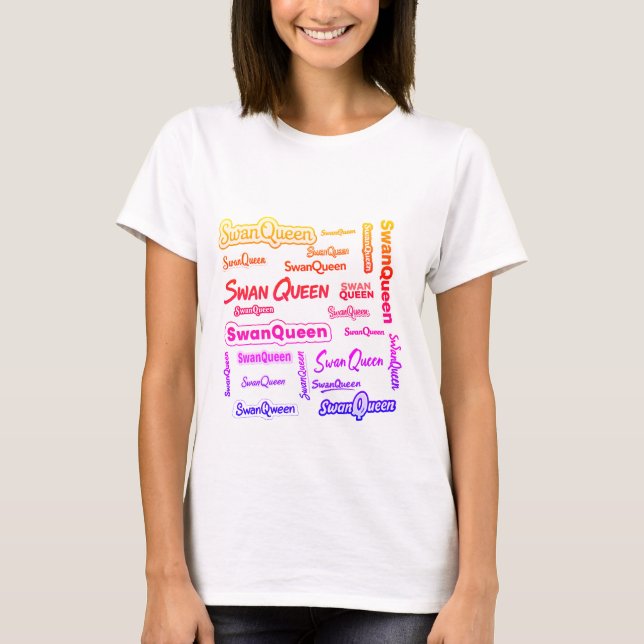 SwanQueen Ord Cloud T-Shirt - Pride D med fet Fand (Framsida)