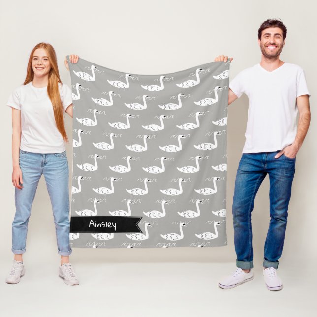 Swans & Waves | Personlig Fleecefilt (På plats)