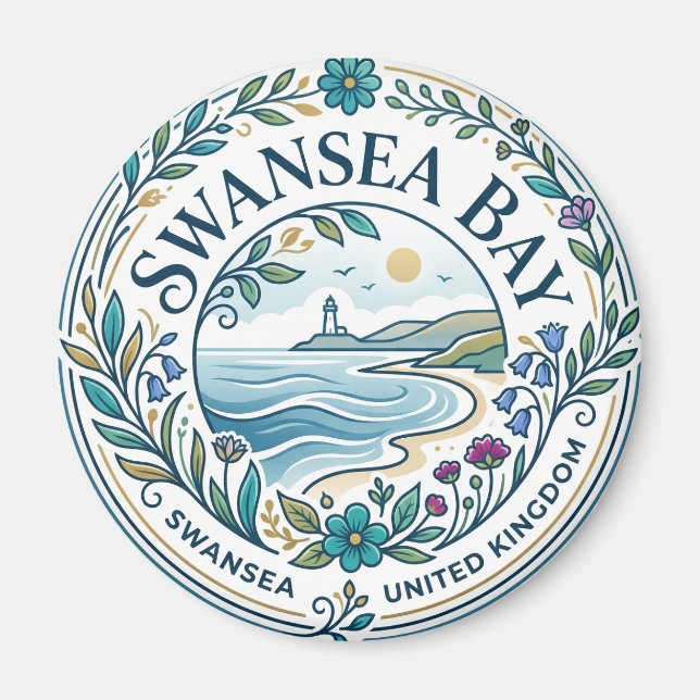 Swansea Bay Storbritannien Magnet (Framsidan)