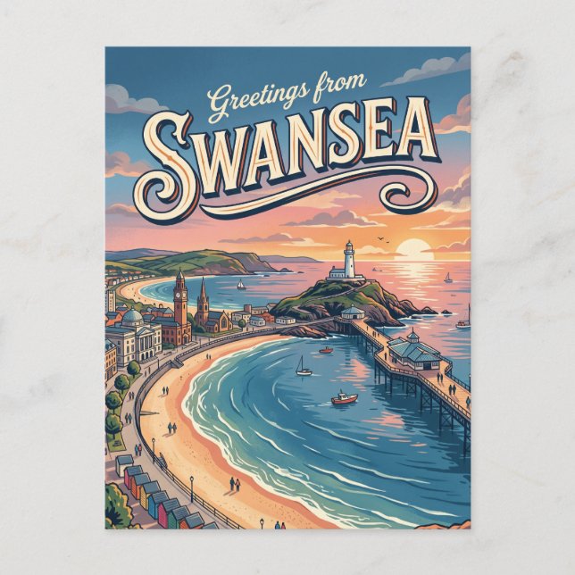 Swansea Storbritannien Vykort (Framsida)