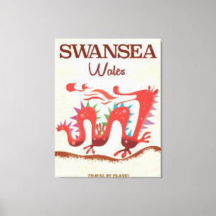 Swansea Wales Dragon poster Canvastryck