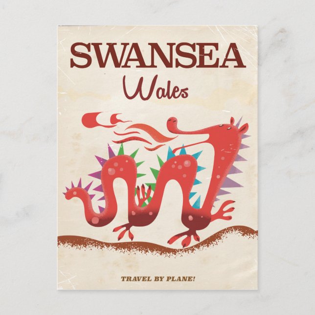 Swansea Wales Dragon poster Vykort (Framsida)