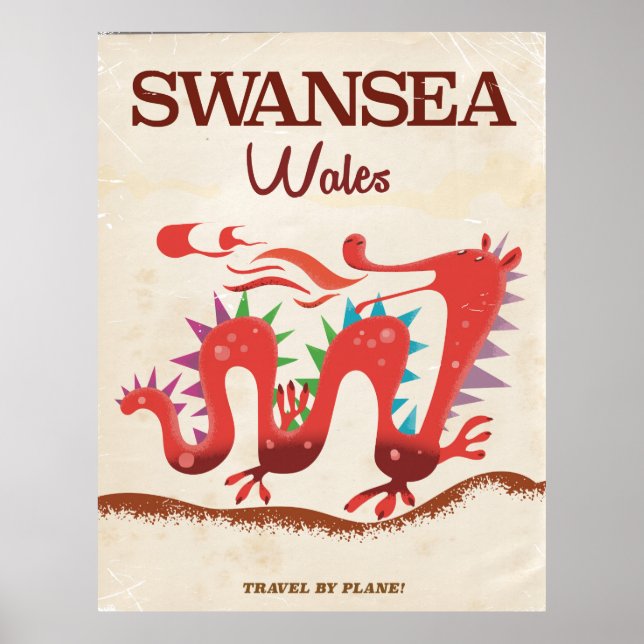 Swansea Wales Drakposter Poster (Framsidan)