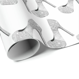 Swarovski Crystals Diamond Högklackars Shoes White Presentpapper