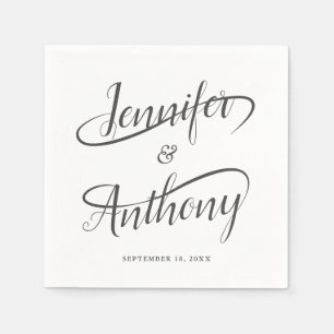 Swash Calligraphy Finare Handskriftlig Bröllop Pappersservett