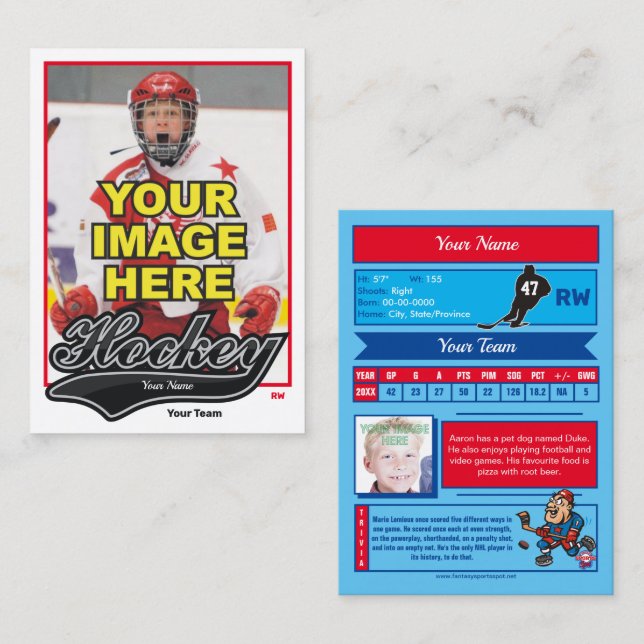 Swash Hockey Trading Card - Anpassningsbar Stats (Fram/baksida)