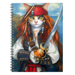 Swashbuckler Pirat Cat | Fantasy Character Art Anteckningsbok