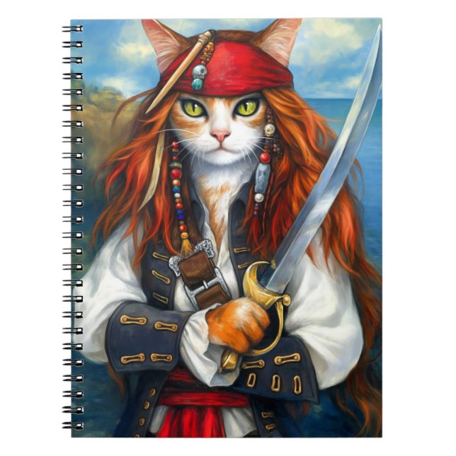 Swashbuckler Pirat Cat | Fantasy Character Art Anteckningsbok (Framsidan)
