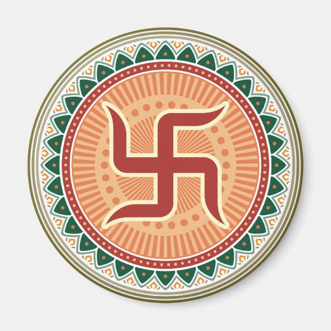 Swastika med traditionell indisk stil Mandana Magnet (Framsidan)