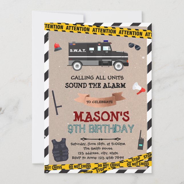SWAT-födelsedagsinbjudan Inbjudningar (Framsida)