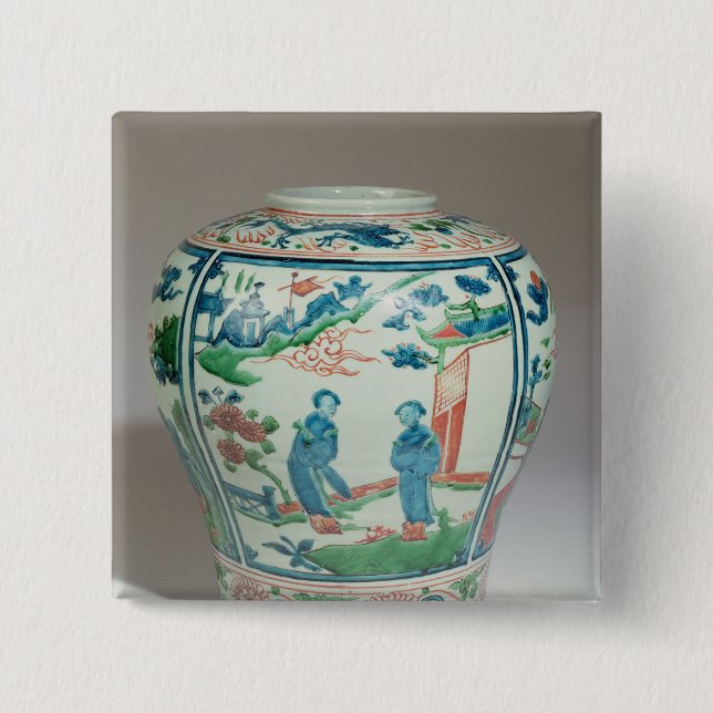 Swatow polychrome oviform burk, sent 16th knapp (Framsida)