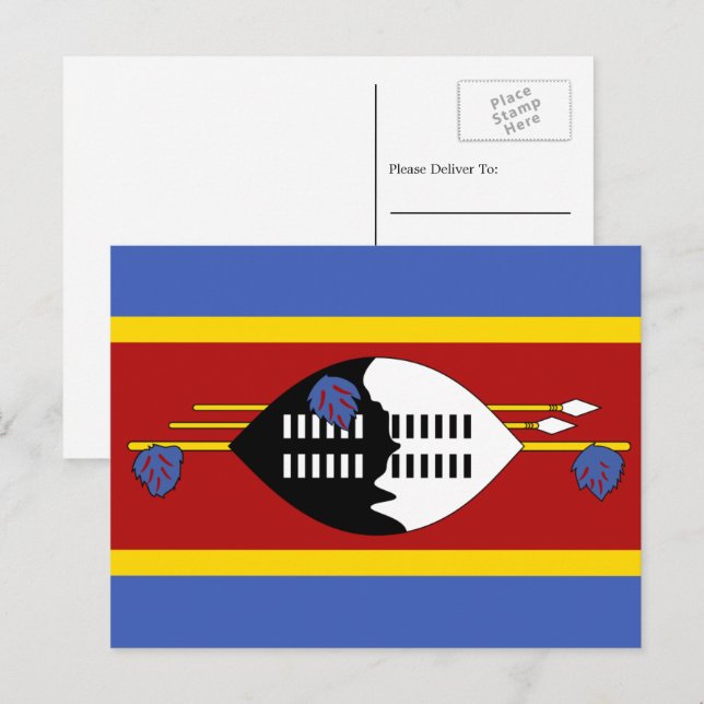 Swazi Flagga, Flagga Eswatini Vykort (Fram/baksida)