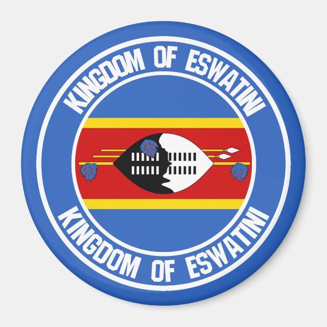 Swaziland (Eswatini) Round Emblem Magnet (Framsidan)
