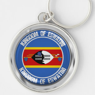 Swaziland (Eswatini) Rund Emblem Silverfärgad Nyckelring