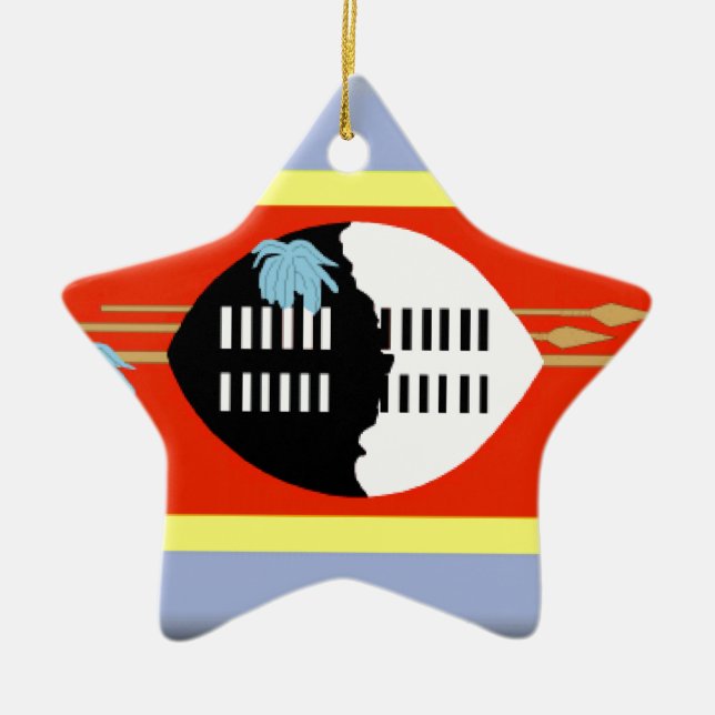 Swaziland flagga julgransprydnad keramik (Framsidan)