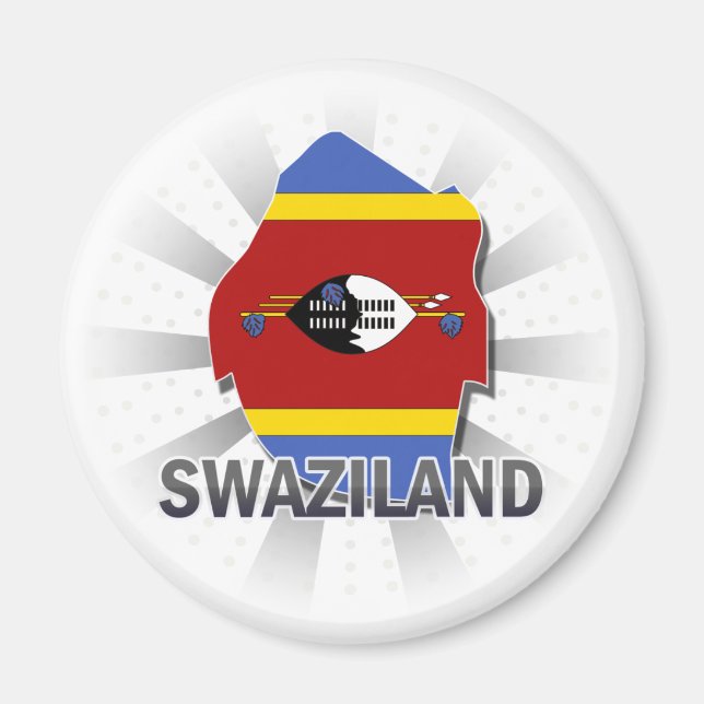 Swaziland Flagga Karta 2.0 Magnet (Framsidan)