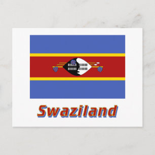 Swaziland Flagga med Namn Vykort