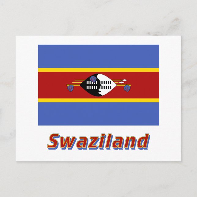 Swaziland Flagga med Namn Vykort (Framsida)