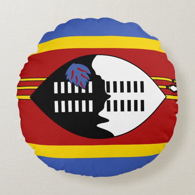 Swaziland Flagga Rund Kudde (Framsidan)