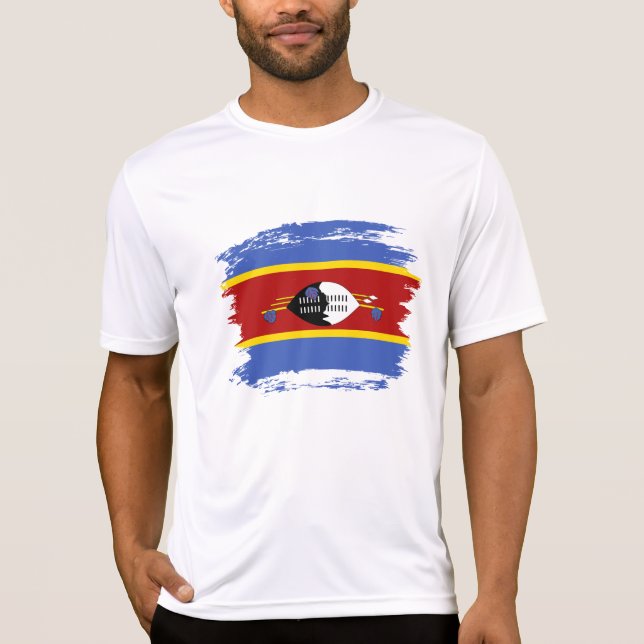 Swaziland flagga t shirt (Framsida)