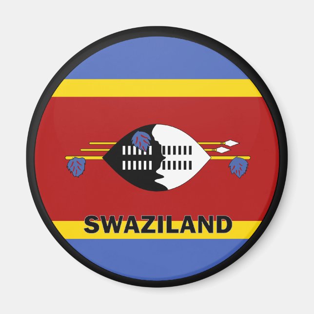 Swaziland Roundel quality Flagga Magnet (Framsidan)