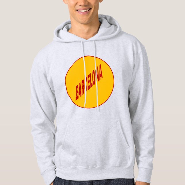 Sweat à capuche cendre homme BARCELONA Hoodie (Framsida)