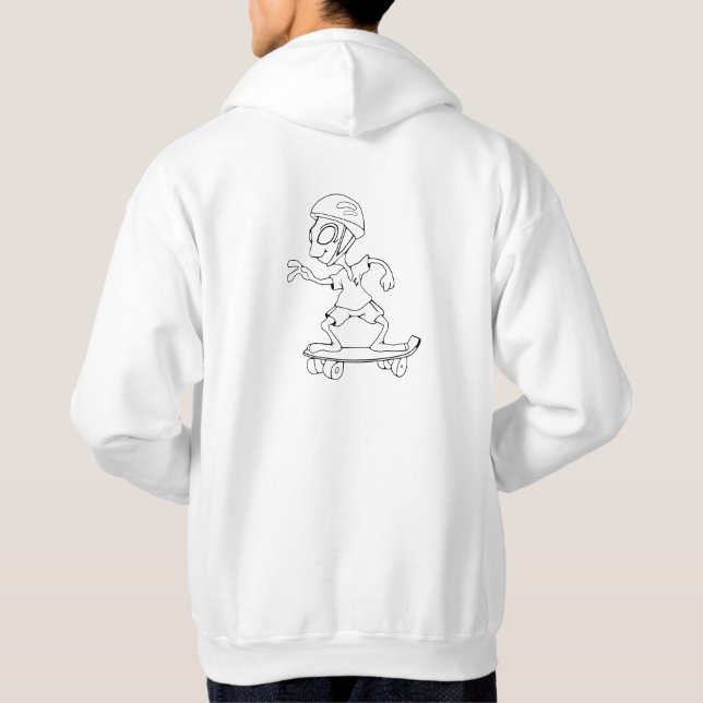 Sweat à capuche logo et alien skateur blanc sweatshirt med luva (Baksida)