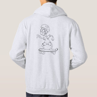Sweat à capuche logo et alien skateur gris clair tröja med luva