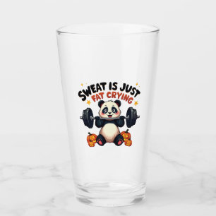 Sweat är bara Tjock Gråter Funny Panda Fitness Gym Glaskopp