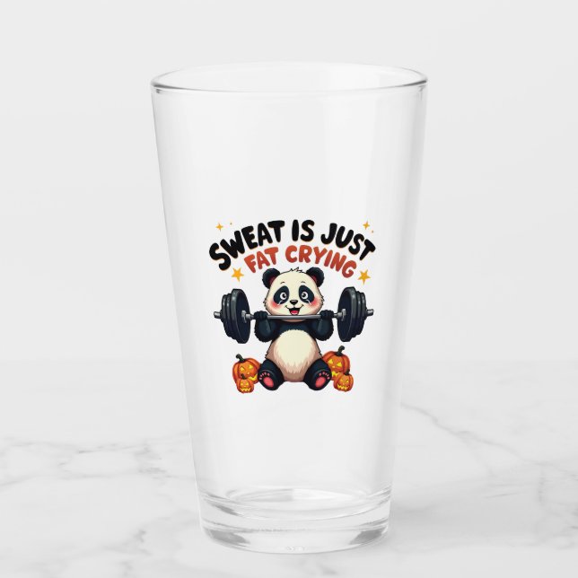Sweat är bara Tjock Gråter Funny Panda Fitness Gym Glaskopp (Framsida)