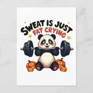 Sweat är bara Tjock Gråter Funny Panda Fitness Gym Meddelande Vykort
